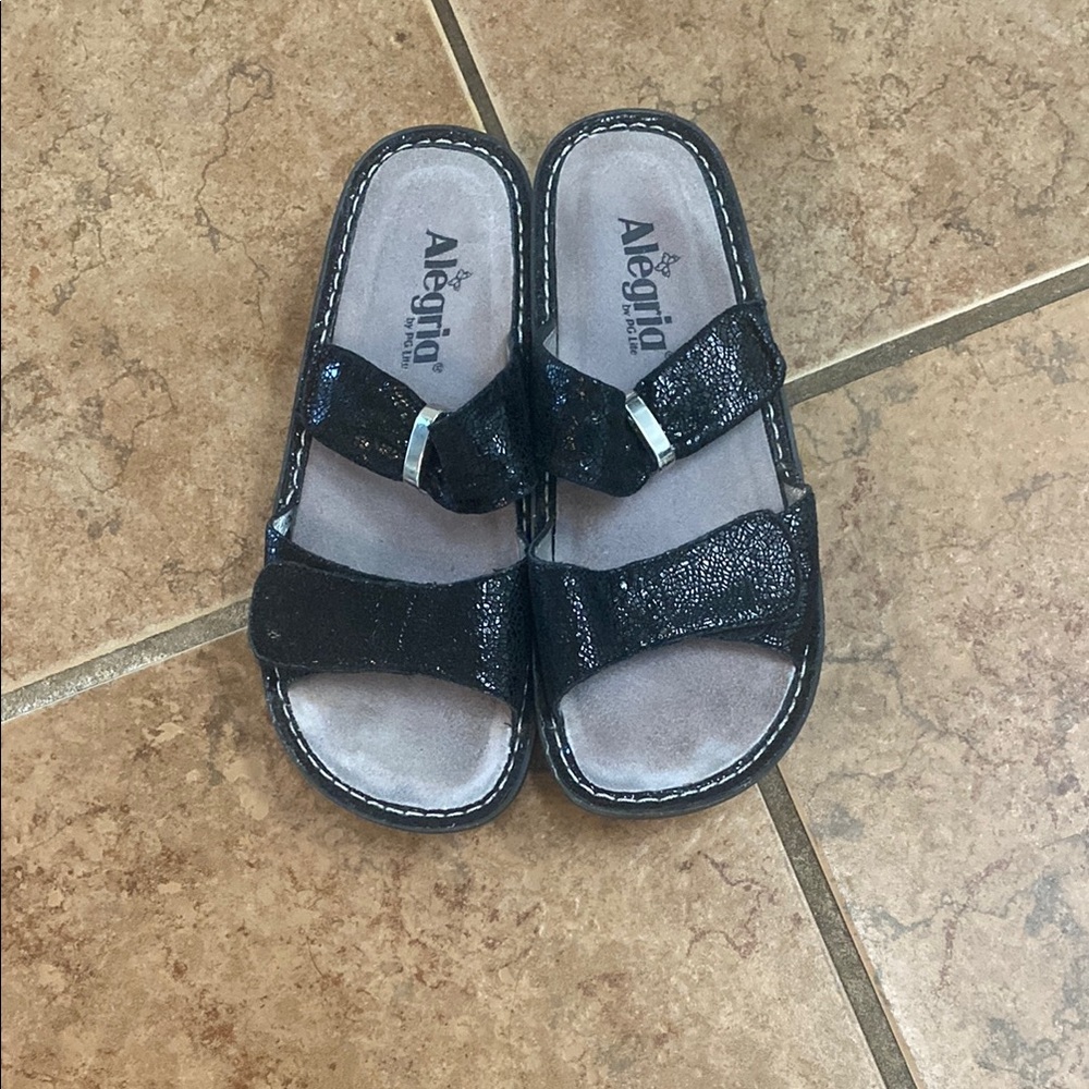 Alegria  Shimmering Black Sandals